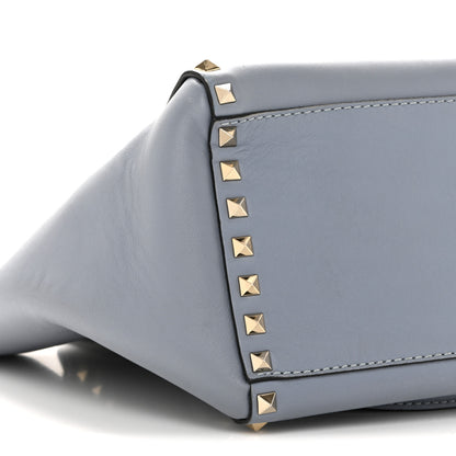 Valentino Garavani Vitello Rockstud Small Double Handle Tote Grey Blue 9 of 12