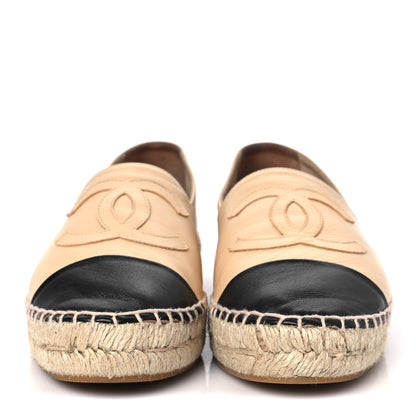 Chanel Lambskin CC Espadrilles 38 Beige Black 2 of 9