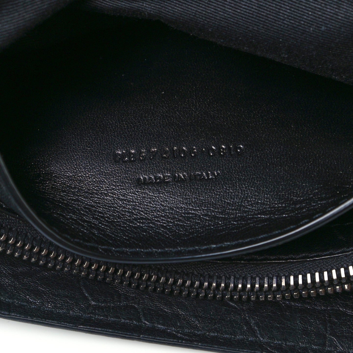 Calfskin Crocodile Embossed Medium West Hollywood Monogram Fold-Over Black