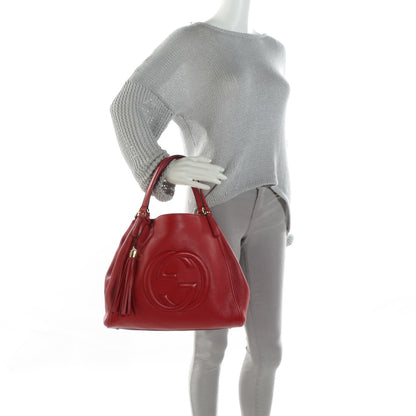 Gucci Pebbled Calfskin Medium Soho Shoulder Bag Red 2 of 7