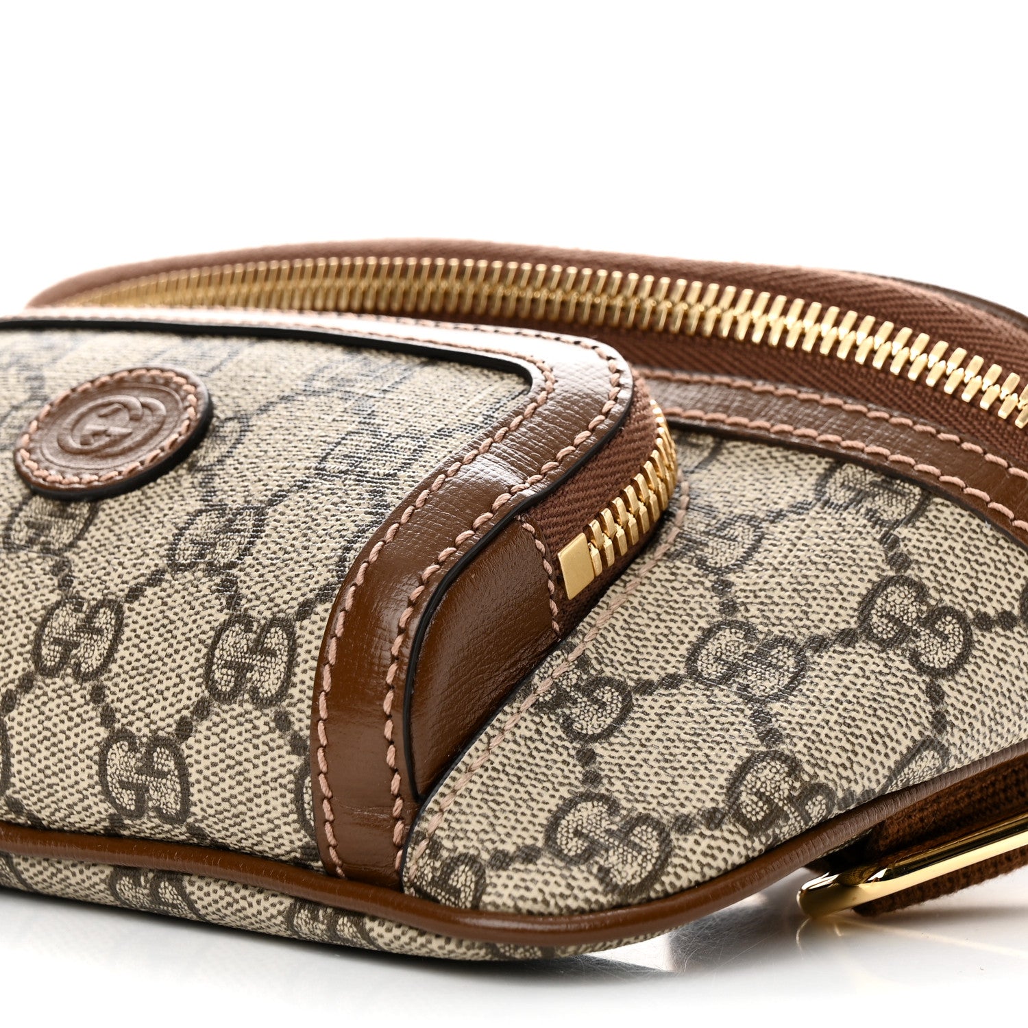 Gucci GG Supreme Monogram Textured Calfskin Retro Interlocking G Belt Bag Beige Ebony Brown Sugar 10 of 10