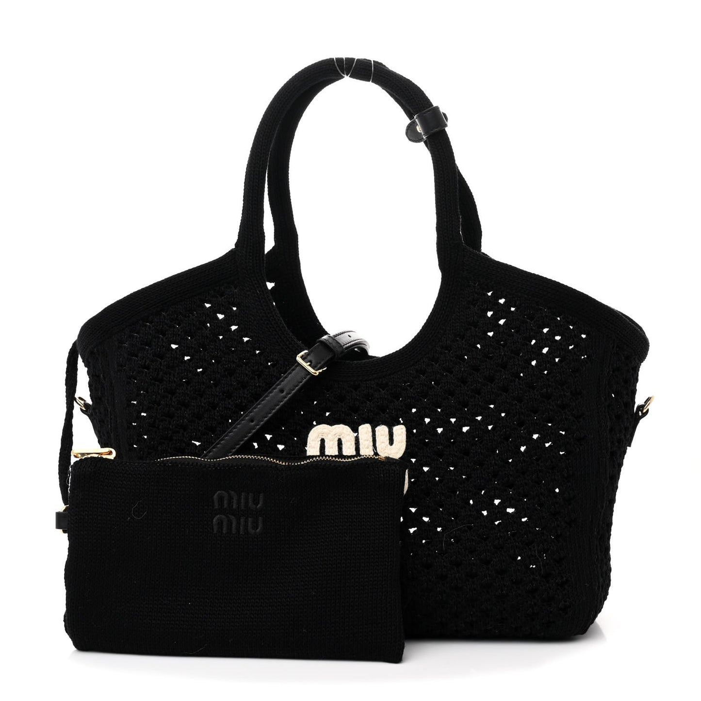 Cotton Mesh Ivy Tote Black White