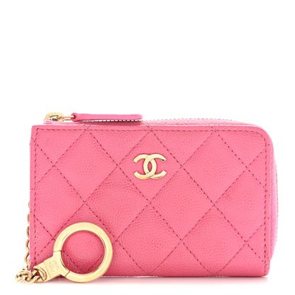 Chanel Caviar Quilted Zipped Key Holder Case Pink 1 of 7