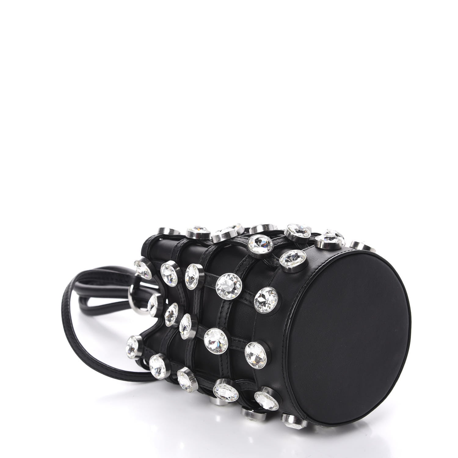 Alexander Wang Calfskin Crystal Embellished Roxy Mini Bucket Bag Black 5 of 12