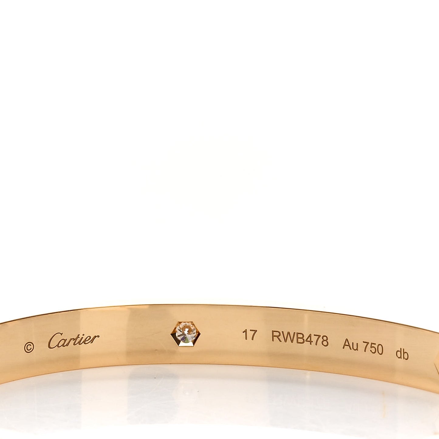 18K Yellow Gold 4 Diamond LOVE Bracelet 17