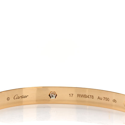 Cartier 18K Yellow Gold 4 Diamond LOVE Bracelet 17 4 of 5