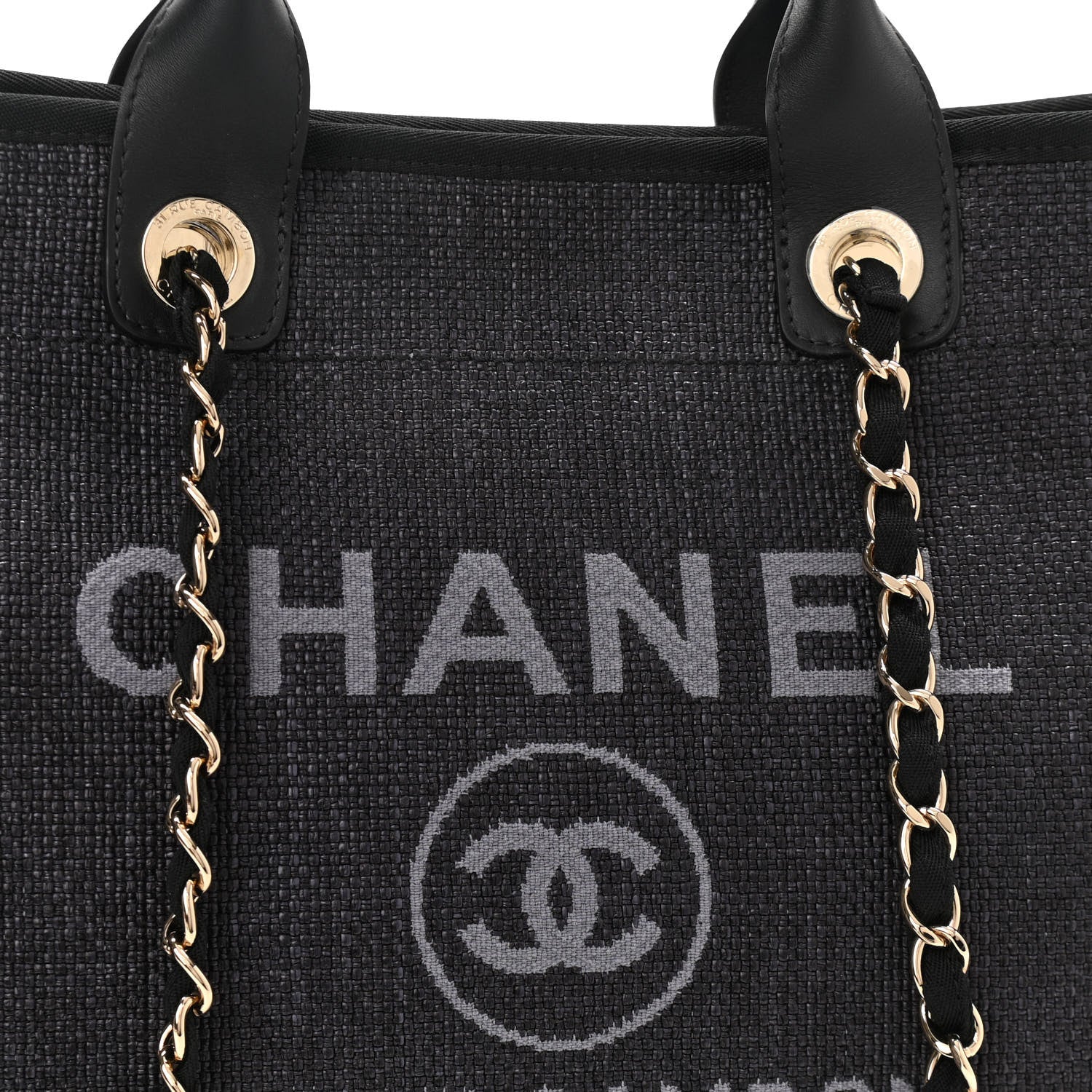 Chanel Woven Straw Raffia Large Deauville Tote Black 7 of 9