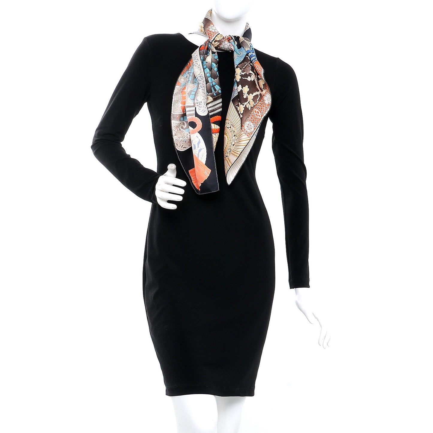 Silk Parures de Samouraïs Scarf 90 Ebene Bleu Orange