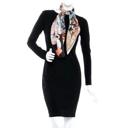 Hermes Silk Parures de Samouraïs Scarf 90 Ebene Bleu Orange 2 of 4