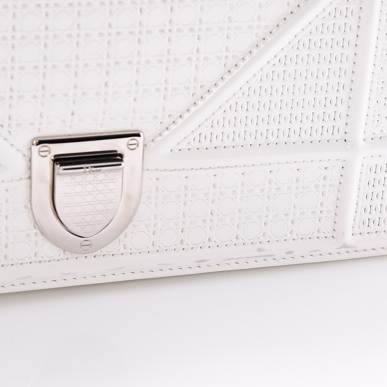 Christian Dior Patent Micro-Cannage Small Diorama Flap Bag White 7 of 11