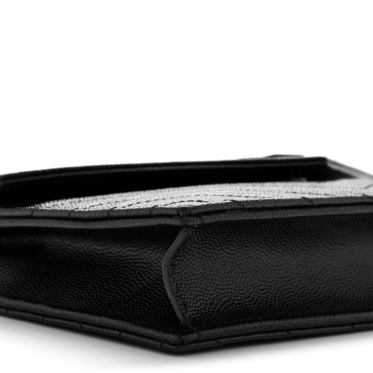 Grain De Poudre Matelasse Chevron Monogram Monochrome Envelope Chain Wallet Black