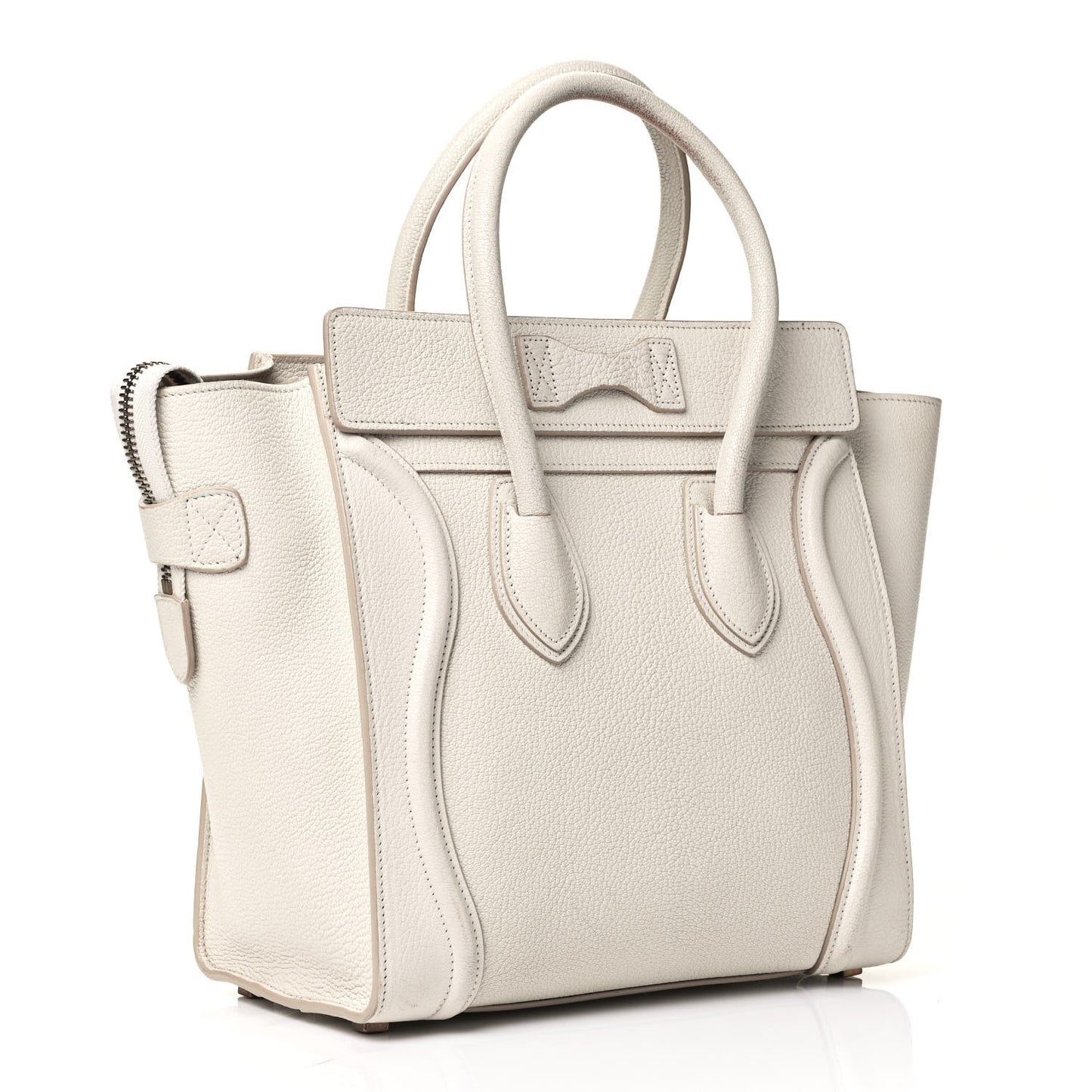 Drummed Calfskin Micro Luggage White