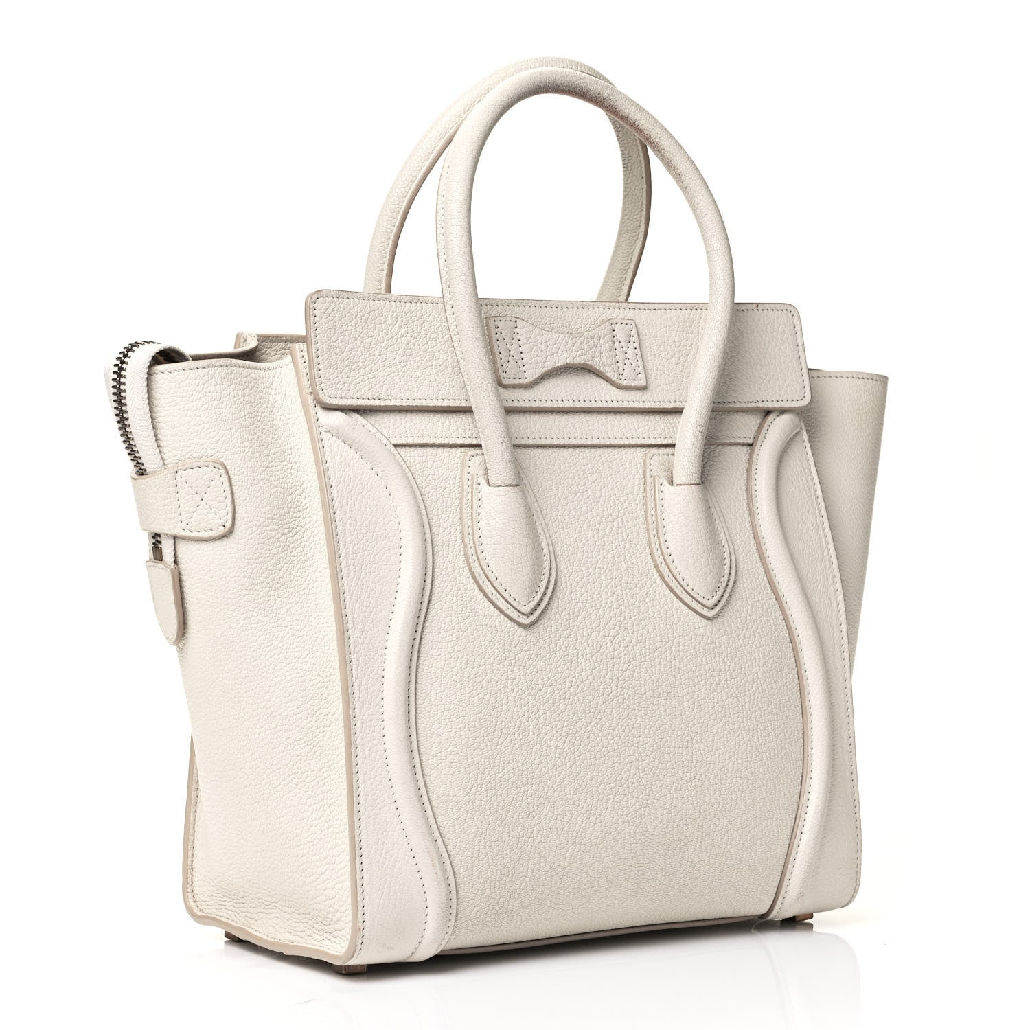 Celine Drummed Calfskin Micro Luggage White 2 of 5