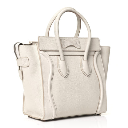 Celine Drummed Calfskin Micro Luggage White 2 of 5