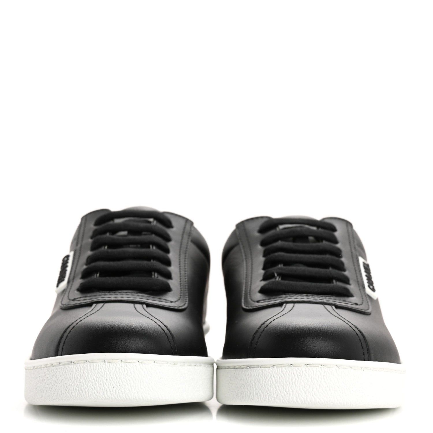 Chanel Calfskin CC Womens Sneakers 37.5 Black 3 of 9