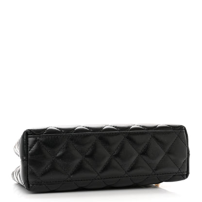 Chanel Shiny Aged Calfskin Quilted Nano Kelly Shopper Black 4 of 10