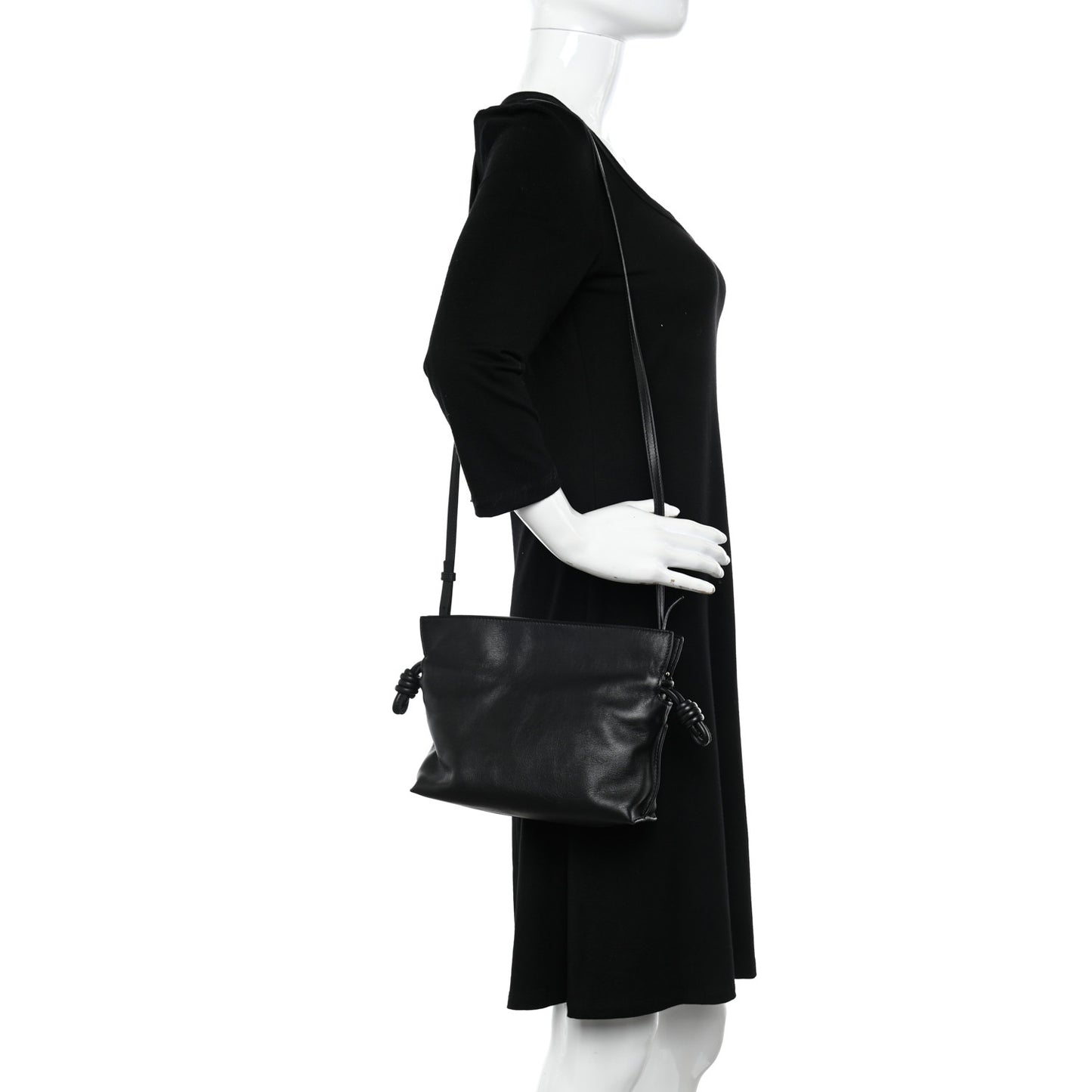 Calfskin Mini Flamenco Knot Clutch Black