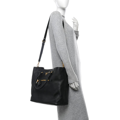Prada Vitello Daino Shopping Tote Black 2 of 9