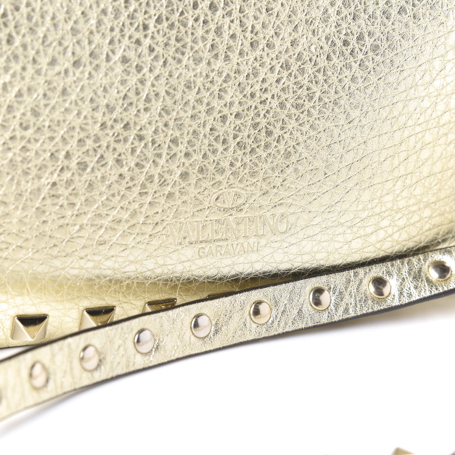 Valentino Garavani Metallic Pebbled Calfskin Rockstud Camera Crossbody Bag Platino 9 of 10