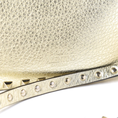 Valentino Garavani Metallic Pebbled Calfskin Rockstud Camera Crossbody Bag Platino 9 of 10