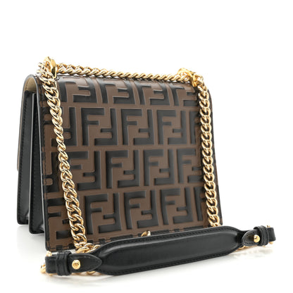 Fendi Vitello Liberty Bi-Color FF 1974 Embossed Small Kan U Shoulder Bag Maya Black 3 of 13