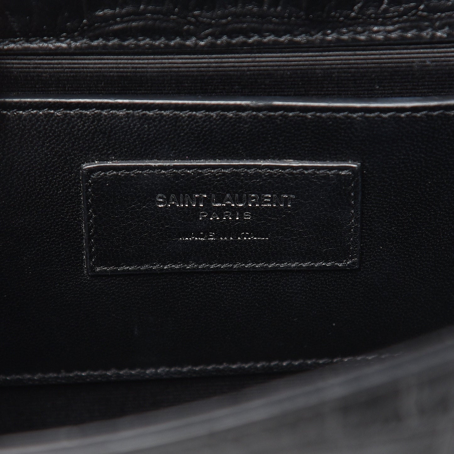 Calfskin Crocodile Embossed Medium Classic Monogram Kate Tassel Satchel Black