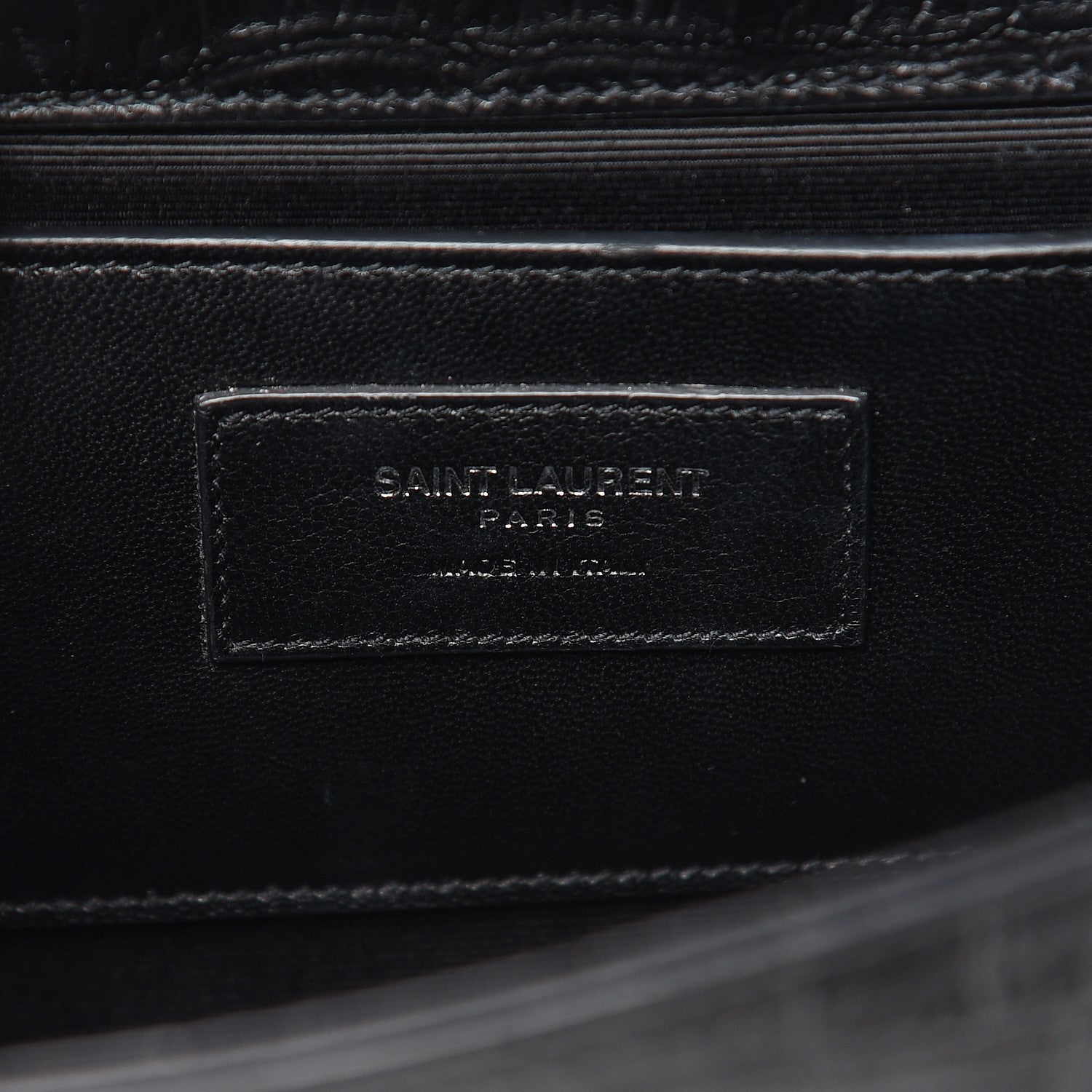 Saint Laurent Calfskin Crocodile Embossed Medium Classic Monogram Kate Tassel Satchel Black 6 of 9