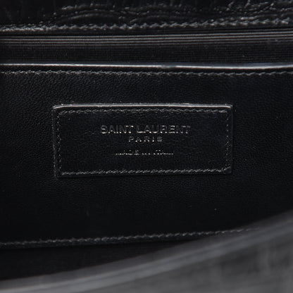 Saint Laurent Calfskin Crocodile Embossed Medium Classic Monogram Kate Tassel Satchel Black 6 of 9
