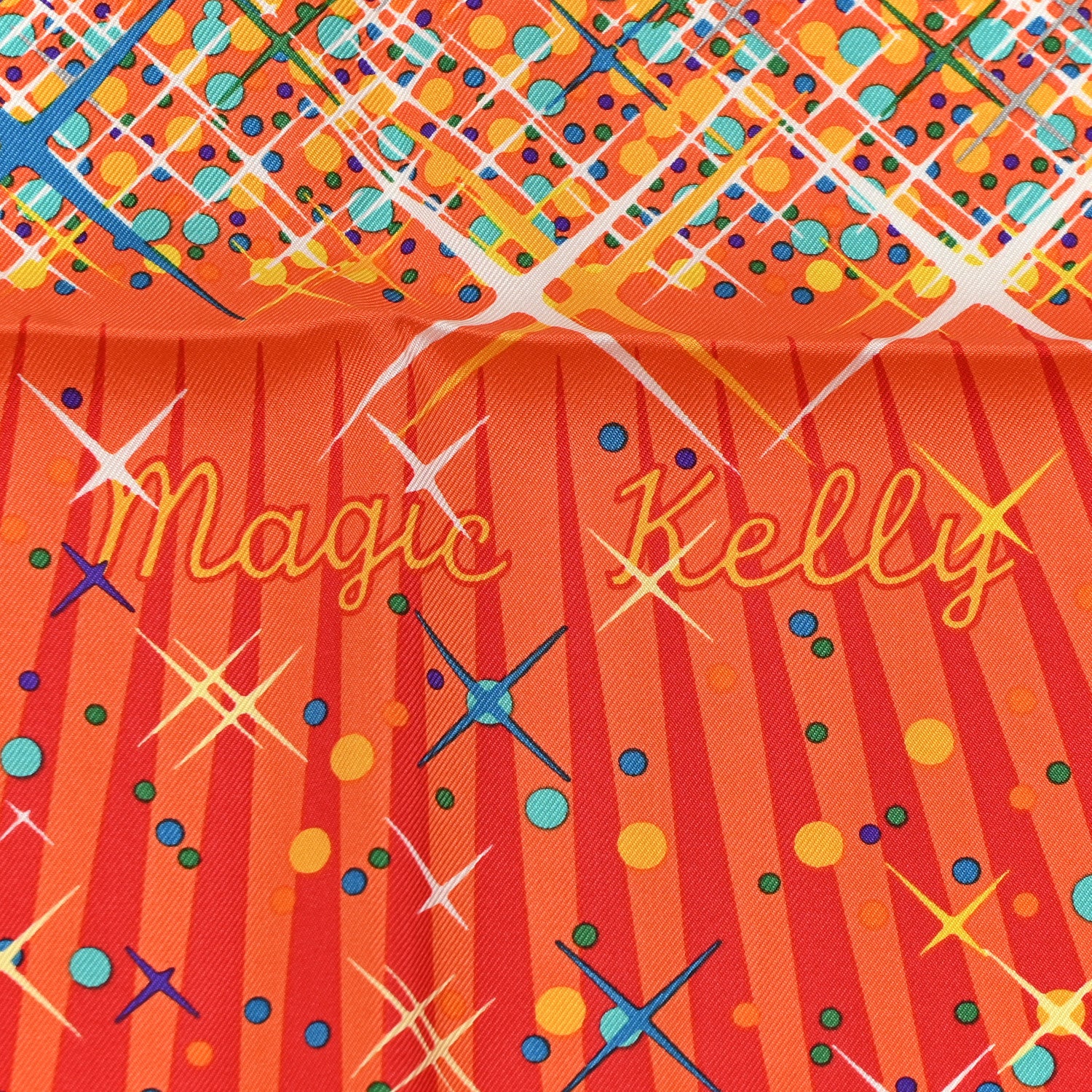 Hermes Silk Magic Kelly Scarf 90 Rouge Capucine Bouton d'Or 5 of 7