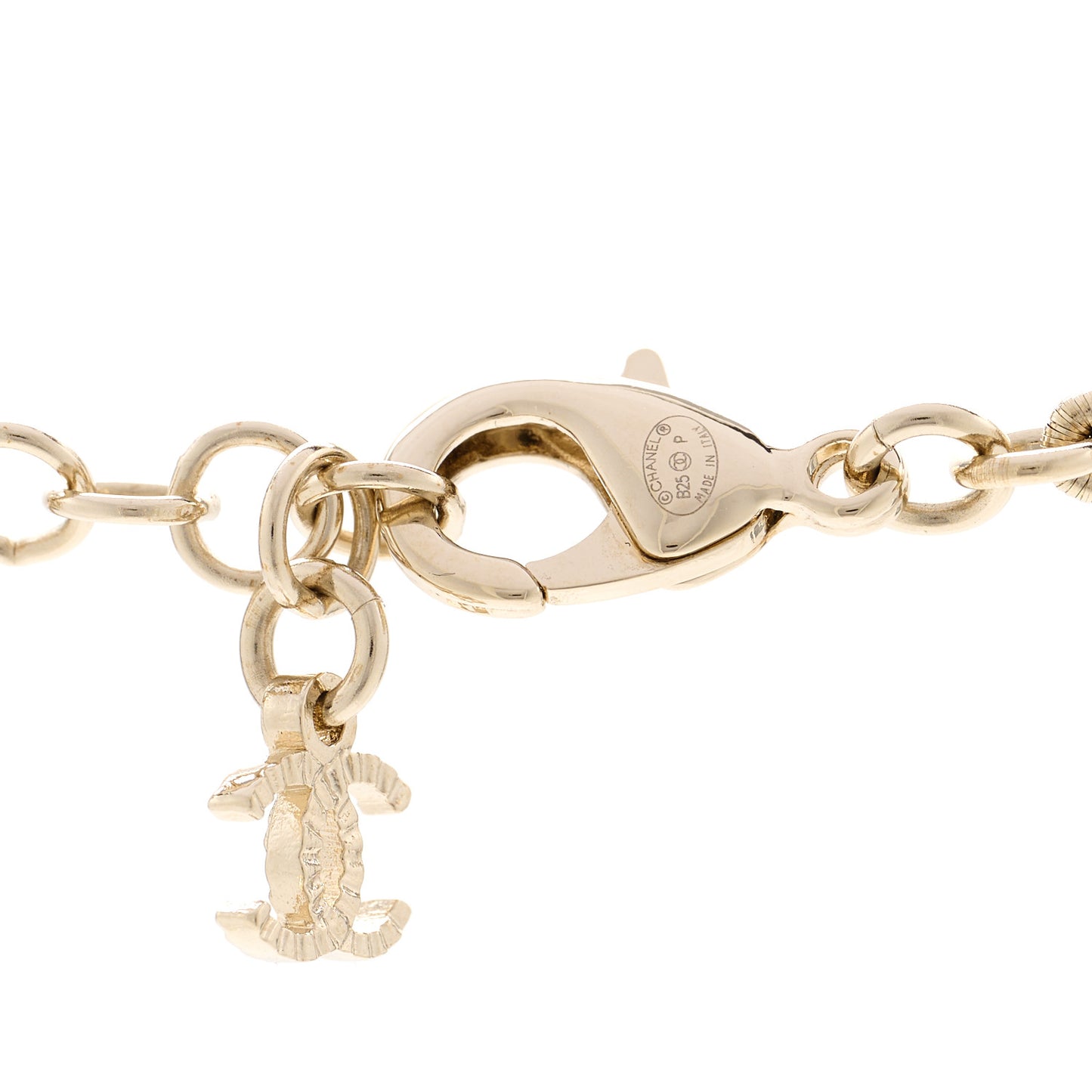 Pearl Crystal CC Short Charm Necklace Gold