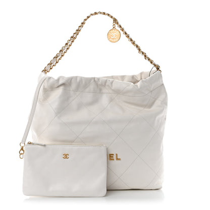 Chanel Shiny Calfskin Quilted Chanel 22 White 1 of 12