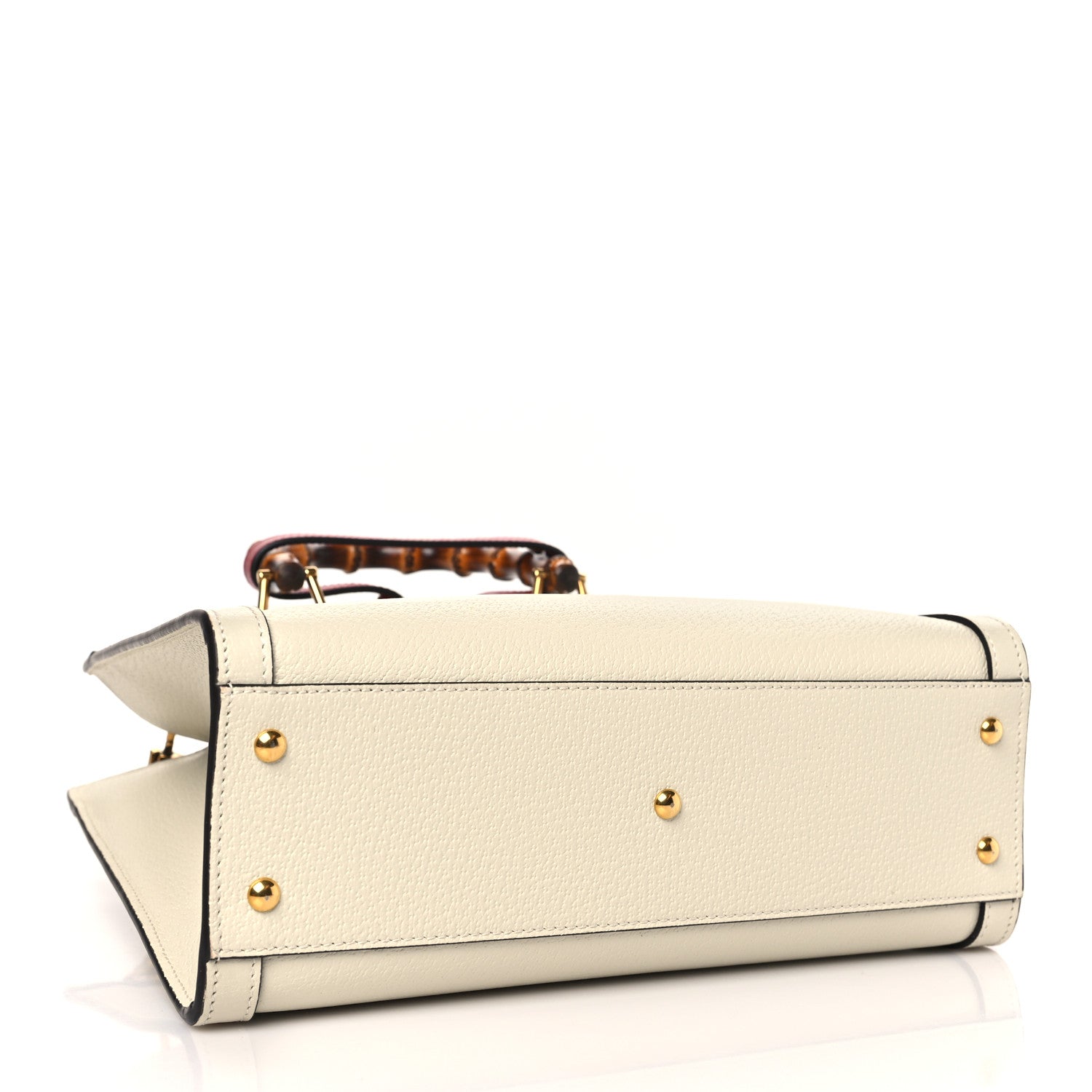 Gucci Textured Dollar Calfskin Web Small Diana Tote Bag Mystic White 4 of 10