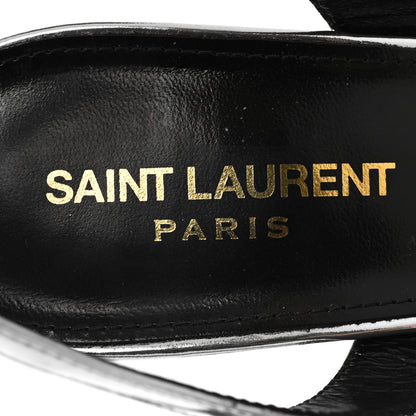 Saint Laurent Metallic Patent Jodie 95 Platform Sandals 40 Silver 8 of 8