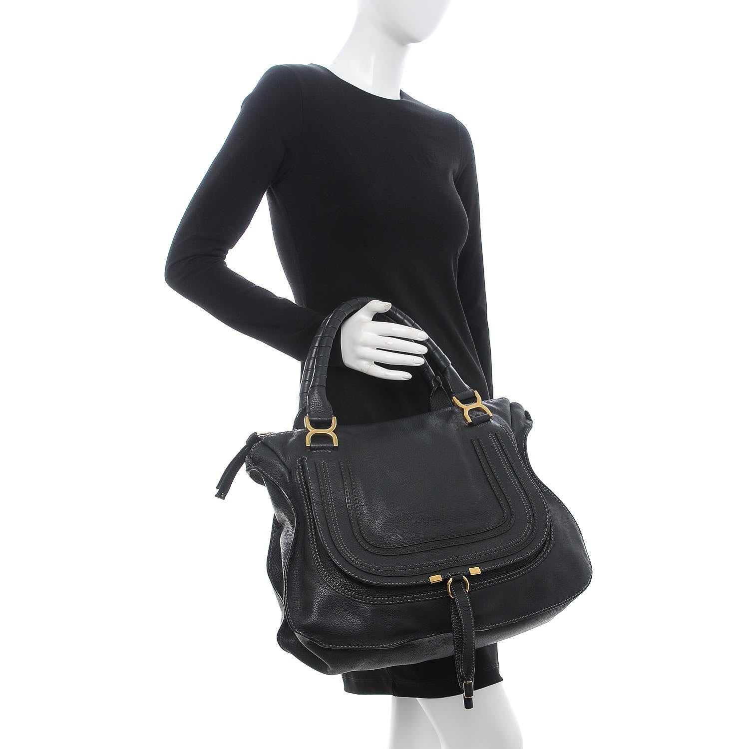 Chloe Calfskin Large Marcie Satchel Black 2 of 10
