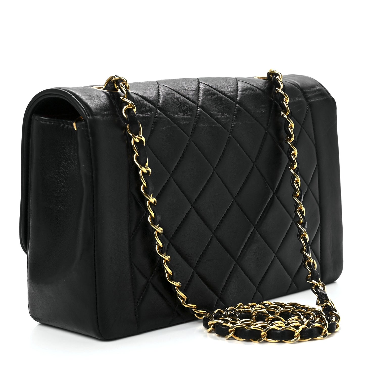 Lambskin Quilted Medium Single Flap Black