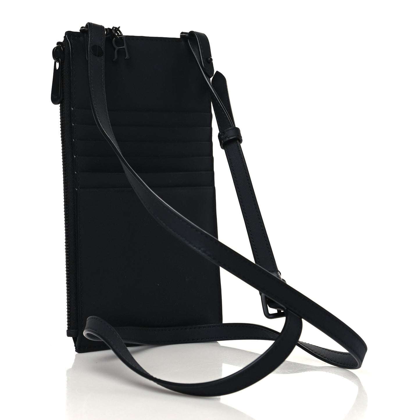 Ultra Matte Calfskin Lady Dior Long Wallet With Strap Black