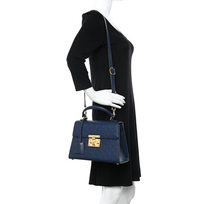 Gucci Guccissima Signature Small Padlock Top Handle Bag Blue Agata 2 of 12