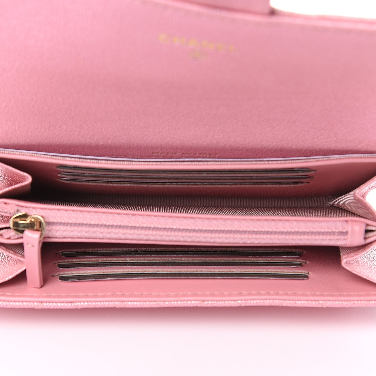 Iridescent Caviar Quilted Medium Flap Wallet Rose Pink