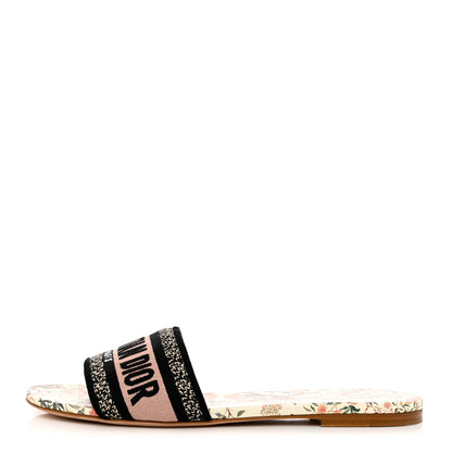 Christian Dior Canvas Jardin d’Hiver Embroidered Dway Flat Slide Sandals 39.5 White Multicolor 1 of 10