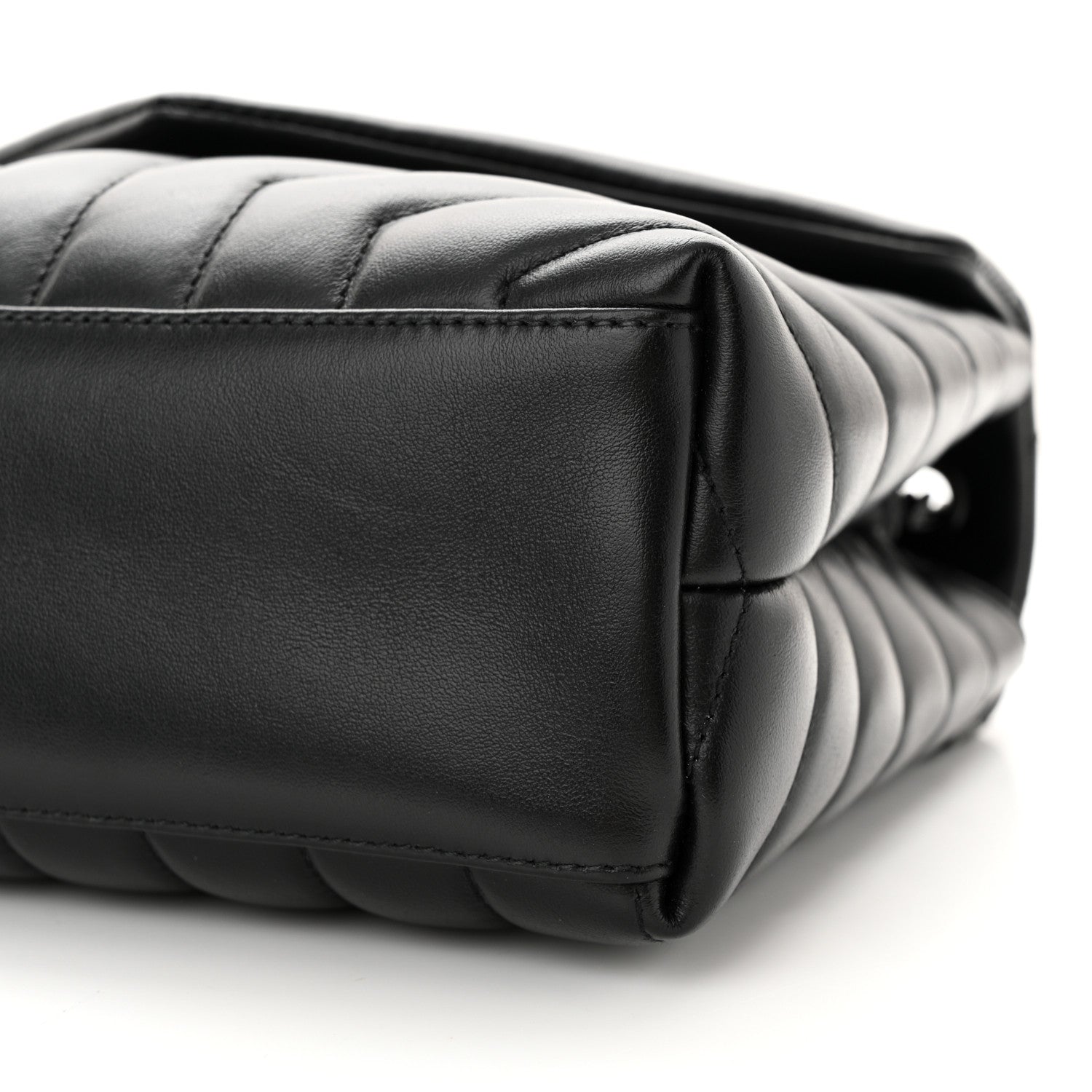 Saint Laurent SAINT LAURENT Calfskin Y Quilted Monogram Monochrome Small Loulou Chain Satchel Black 10 of 11