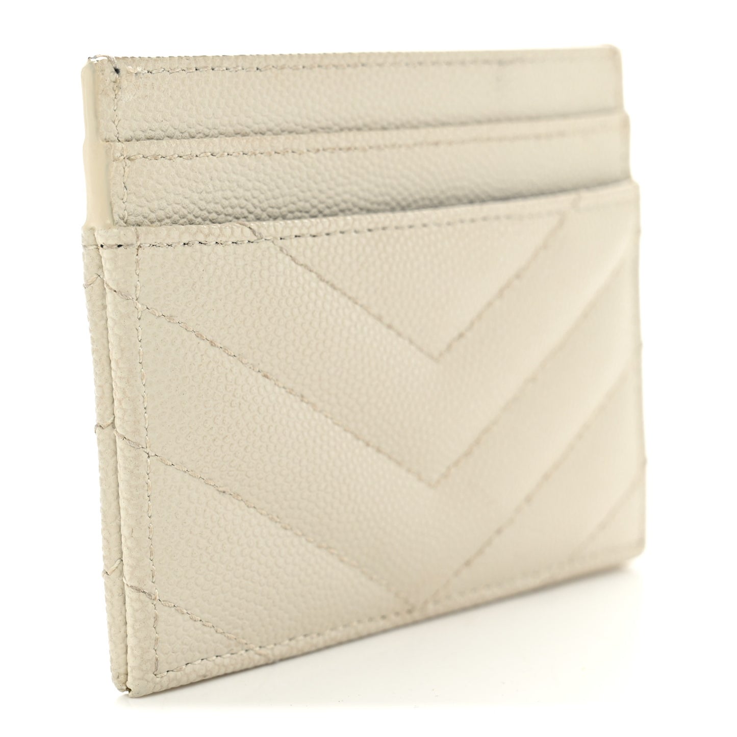 Grain De Poudre Matelasse Chevron Monogram Credit Card Case Crema Soft