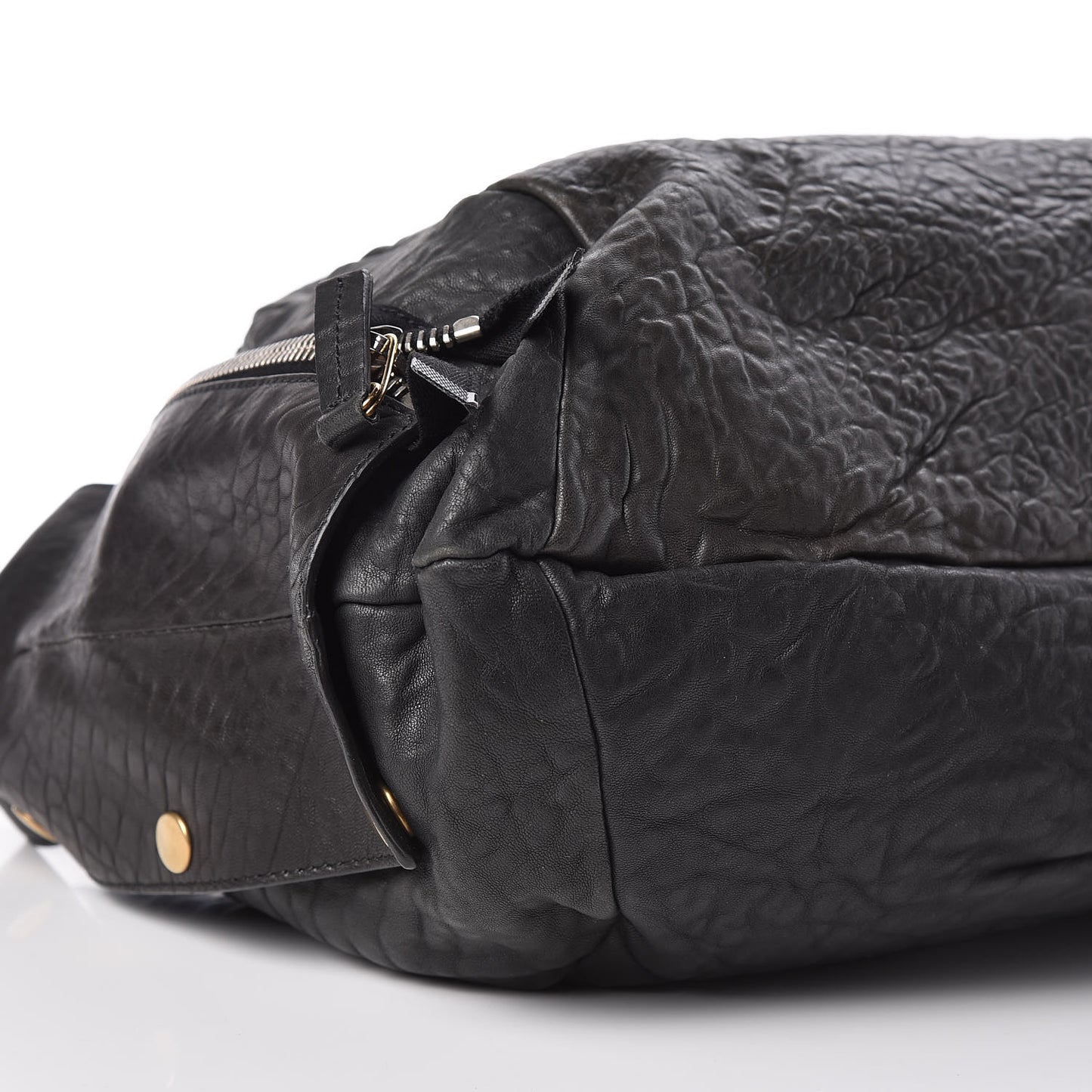 Shrunken Lambskin Zipper Gusset Shopper Black