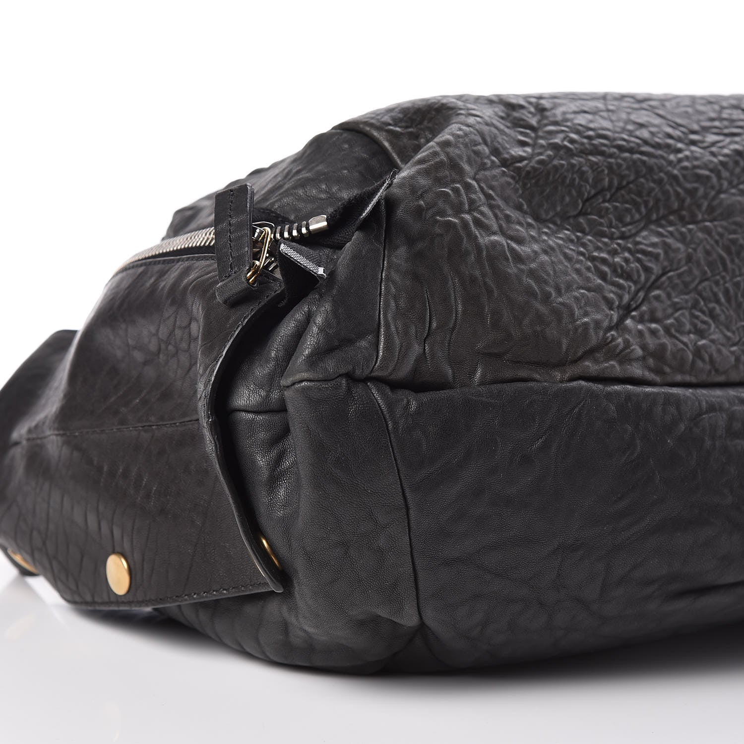 Celine Shrunken Lambskin Zipper Gusset Shopper Black 5 of 10