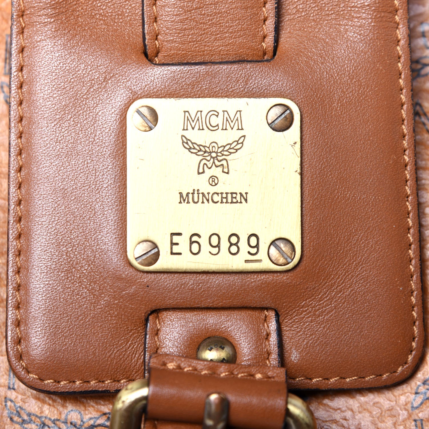 MCM Visetos Barrel Bag Cognac 7 of 12