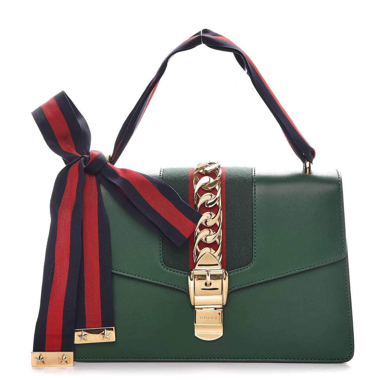 Gucci Calfskin Small Sylvie Shoulder Bag Green 1 of 9