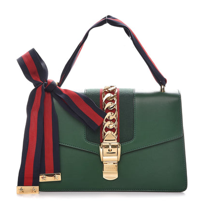 Gucci Calfskin Small Sylvie Shoulder Bag Green 1 of 9