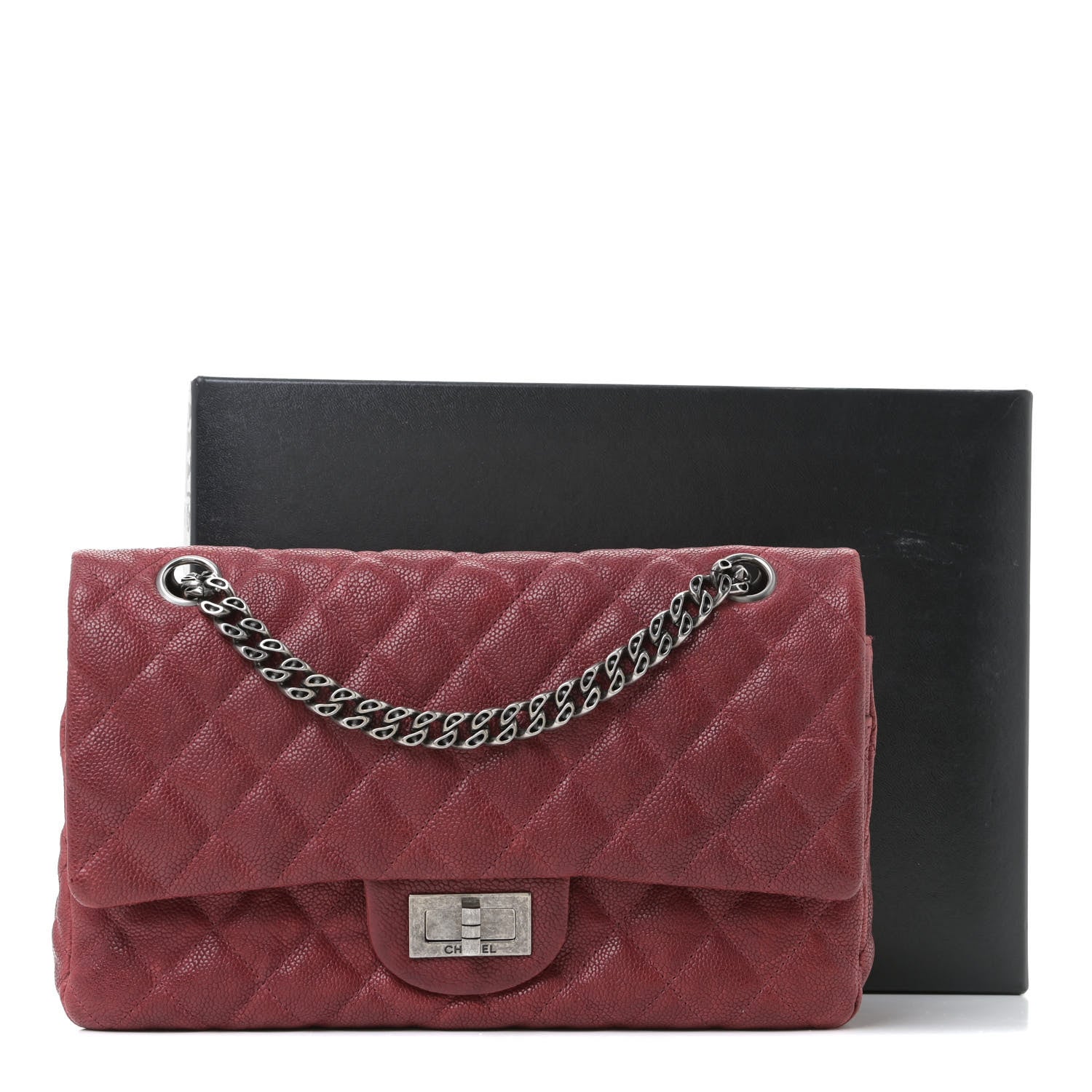 Chanel Washed Caviar Quilted 2.55 Reissue 225 Bijoux Chain Flap Red 11 of 13