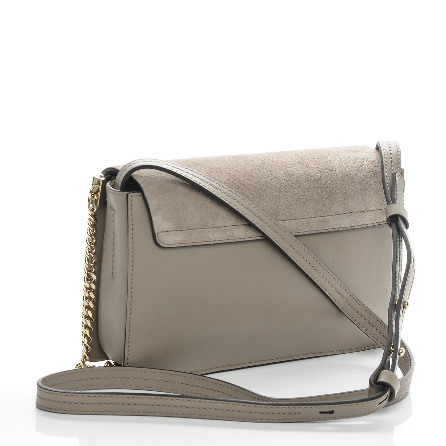 Suede Calfskin Small Faye Shoulder Bag Motty Grey