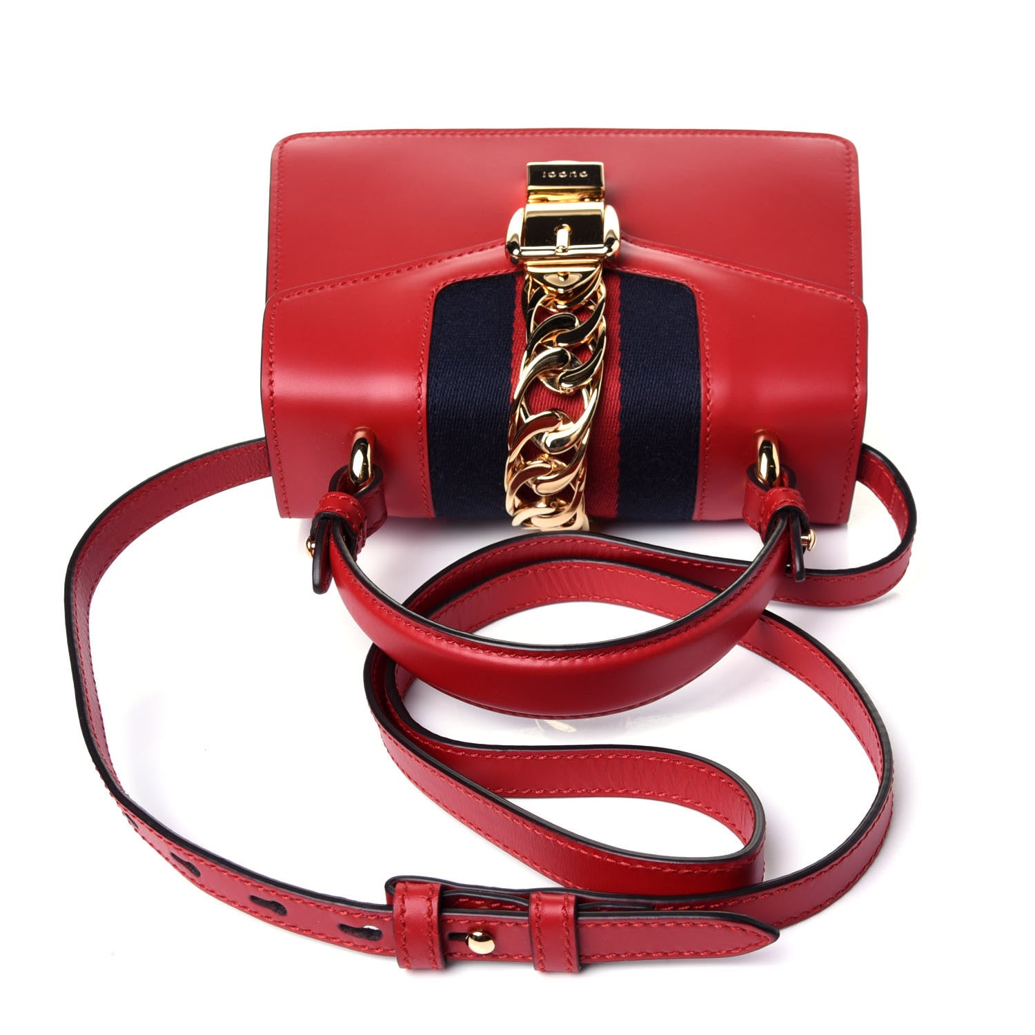 Gucci Calfskin Mini Sylvie Top Handle Bag Hibiscus Red 12 of 17