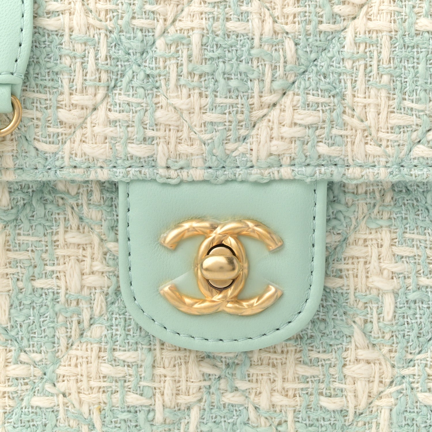 Chanel Tweed Handle Crush Top Handle Flap Bag Light Blue Ecru 8 of 12